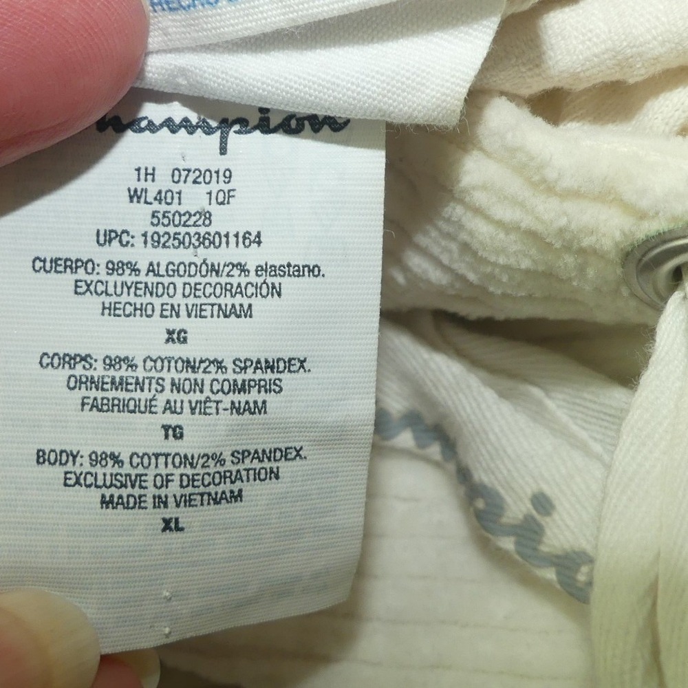 Champion Reverse Weave Corduroy Cropped Hoodie Cream XL - Picture 7 of 9